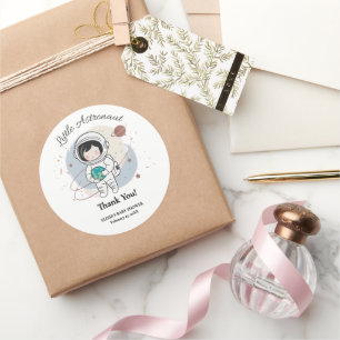 Minimalist Little Astronaut Baby Shower  Classic Round Sticker