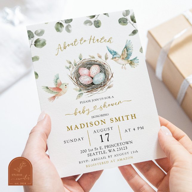Minimalist Little Birdie Baby Shower Invitation (Creator Uploaded)