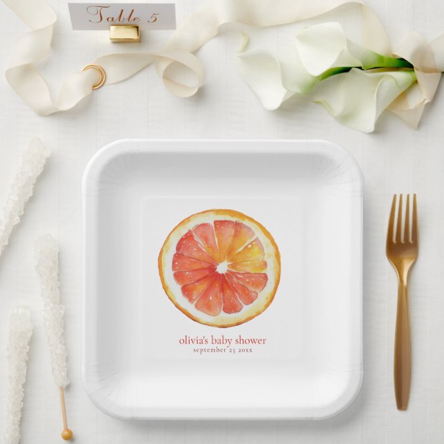 Minimalist Little Cutie Orange Slice Baby Shower  Paper Plate (Wedding)
