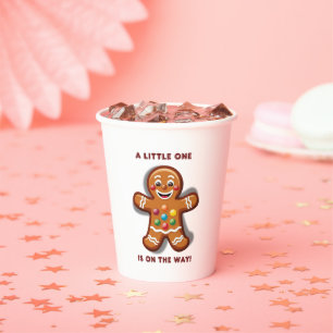 Minimalist Little One Gingerbread Baby Shower Paper Cups