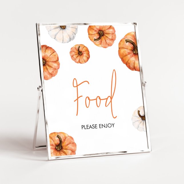 Minimalist Little Pumpkin Baby Shower Food Poster (Minimalist Pumpkin Baby Shower Food Sign)