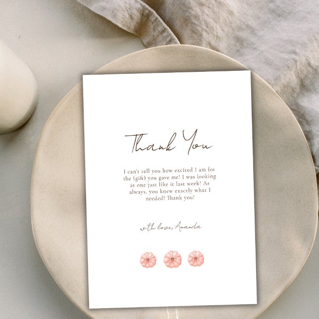 Minimalist Little Pumpkin Baby Shower  Thank You Card (Minimalist Little Pumpkin Baby Shower Thank You Card)