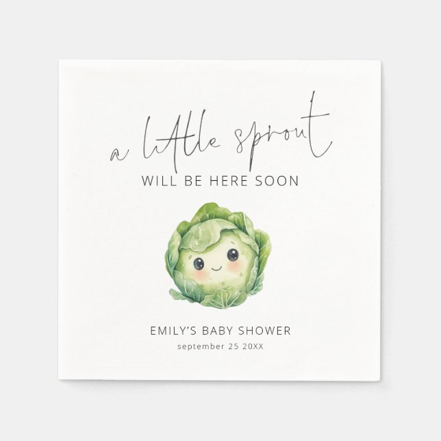 Minimalist Little Sprout Vegetable Baby Shower  Napkin (Front)