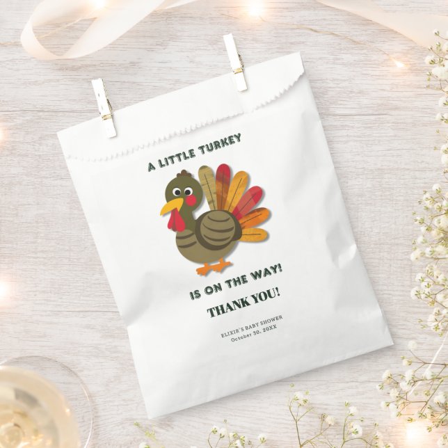 Minimalist Little Turkey Baby Shower Favour Bag (Clipped)