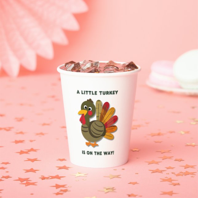 Minimalist Little Turkey Baby Shower Paper Cups (Insitu)