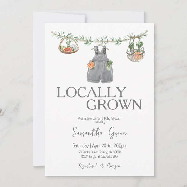 Minimalist Locally Grown Baby Shower Invitation (Front)