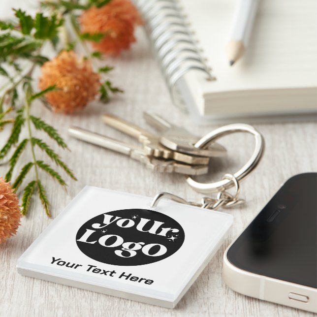 Minimalist Logo and Text Business Key Ring (Front Right)