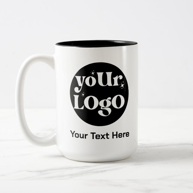 Minimalist Logo and Text Business Two-Tone Coffee Mug (Left)