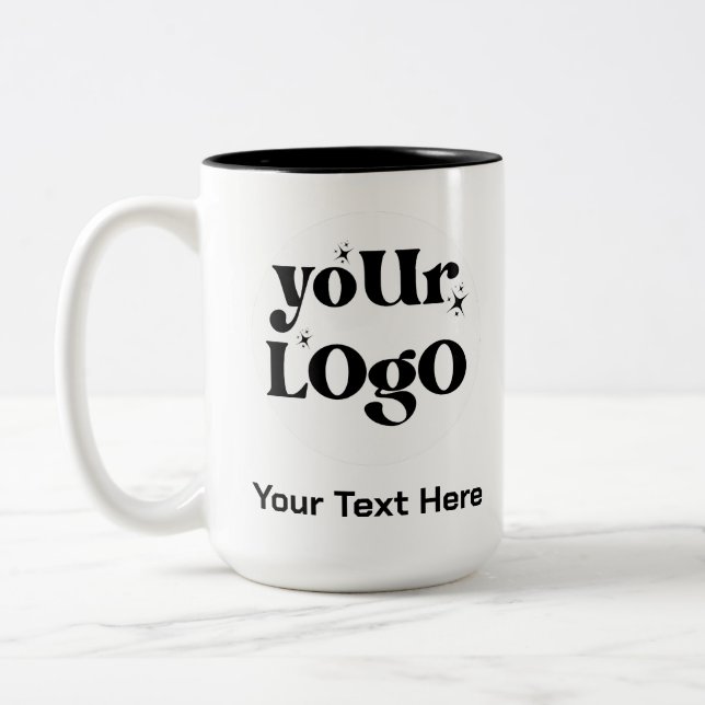 Minimalist Logo and Text Business Two-Tone Coffee Mug (Left)
