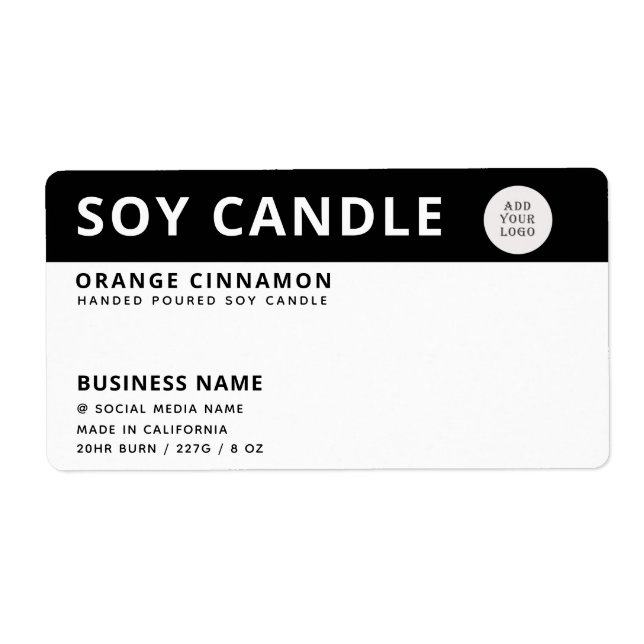 Minimalist logo black white soy candle  (Front)