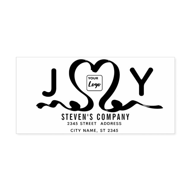 Minimalist logo calligraphy joy heart ribbon self-inking stamp (Design)