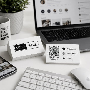 Minimalist Logo Here Black And White Social Media Business Card