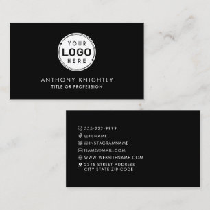 Minimalist Logo Icons Social Media Black White Business Card
