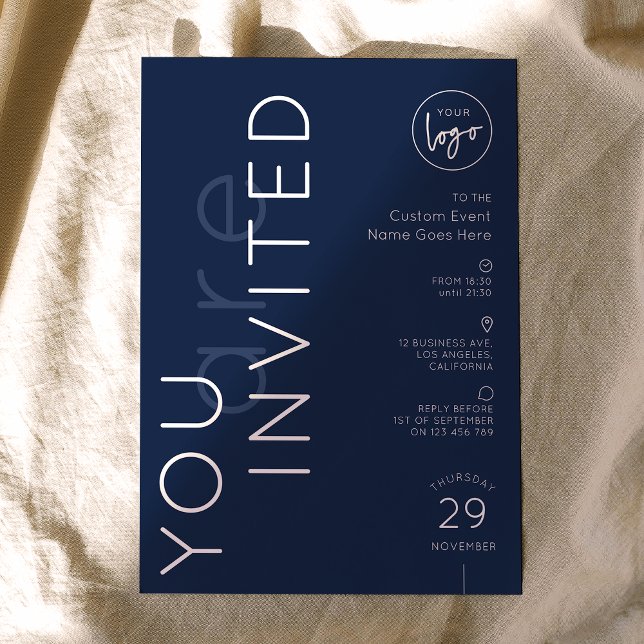 Minimalist Logo Navy Gala Dinner Business Event Invitation (Creator Uploaded)