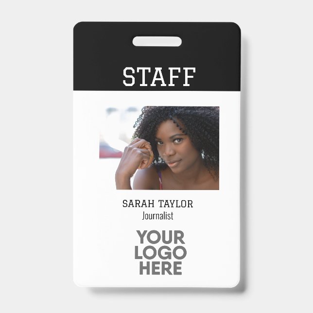 Minimalist Logo Photo ID Card Company Employee  Badge (Front)