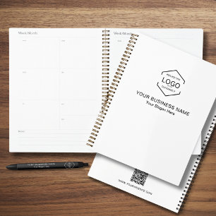 Minimalist Logo QR Code Business White Black Text Planner