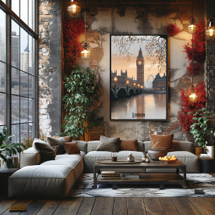 Minimalist London Skyline – Soft Tones British Art Poster