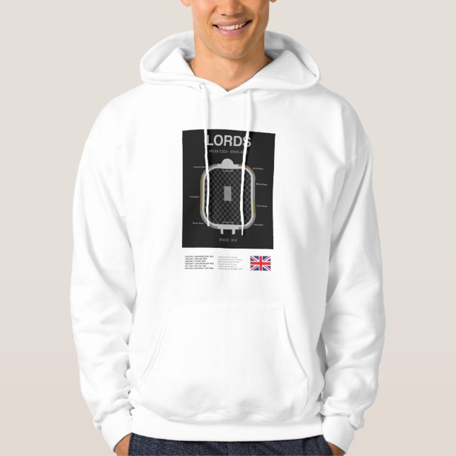 Minimalist Lords Cricket Ground Line Print Hoodie (Front)