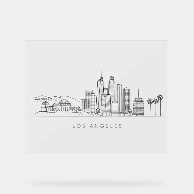 Minimalist Los Angeles Skyline Illustration Acrylic Sign (Front)