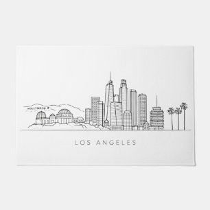 Minimalist Los Angeles Skyline Illustration Doormat