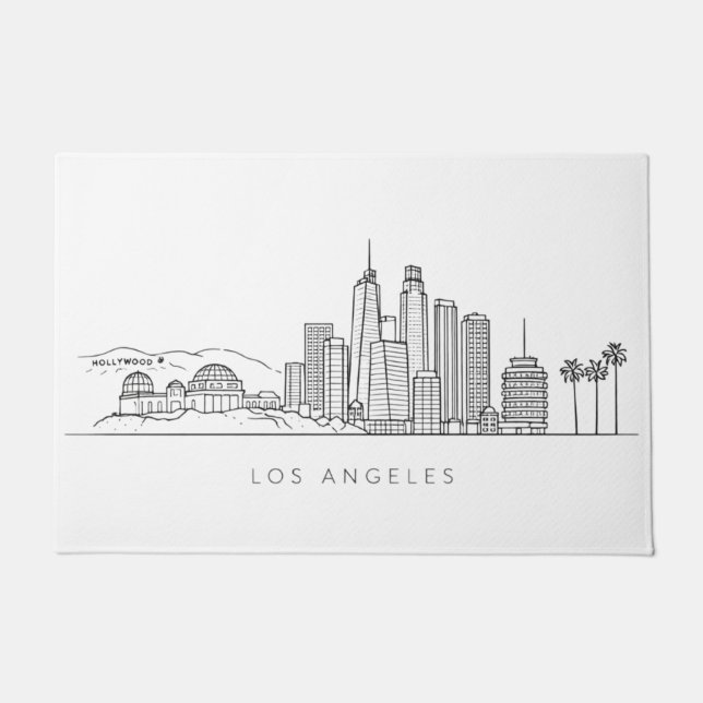 Minimalist Los Angeles Skyline Illustration Doormat (Front)