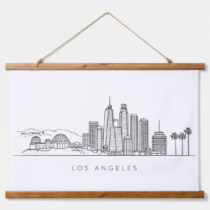 Minimalist Los Angeles Skyline Illustration Hanging Tapestry