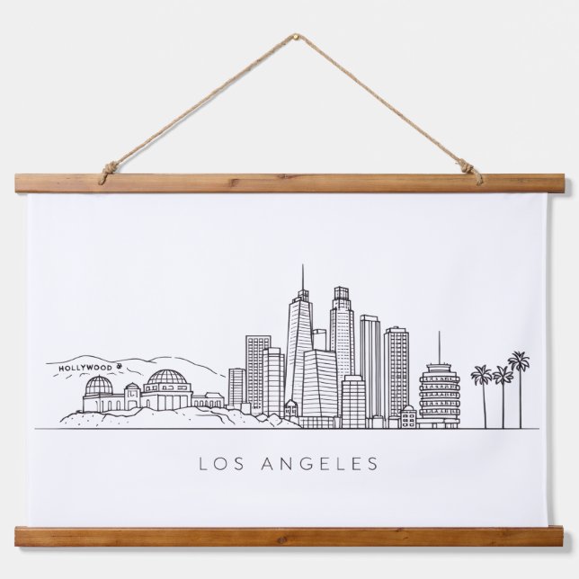Minimalist Los Angeles Skyline Illustration Hanging Tapestry (Front)