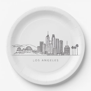 Minimalist Los Angeles Skyline Illustration Paper Plate