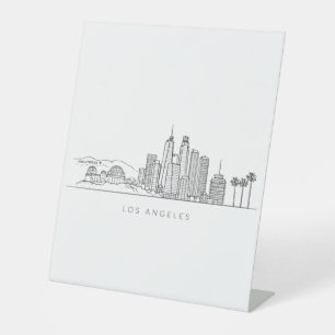 Minimalist Los Angeles Skyline Illustration Pedestal Sign