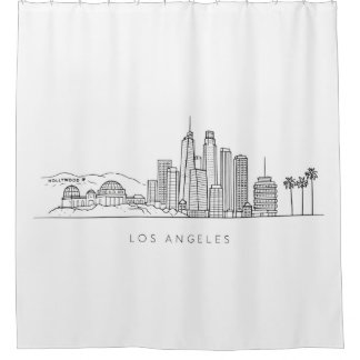 Minimalist Los Angeles Skyline Illustration Shower Curtain