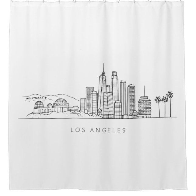 Minimalist Los Angeles Skyline Illustration Shower Curtain (Front)