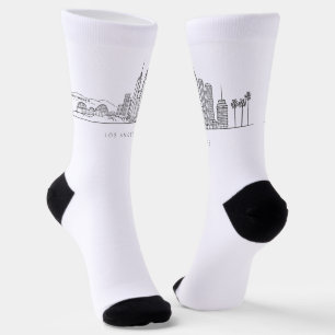 Minimalist Los Angeles Skyline Illustration Socks