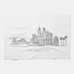 Minimalist Los Angeles Skyline Illustration Tea Towel