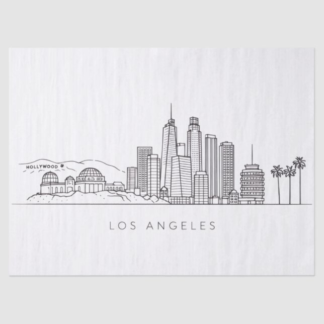 Minimalist Los Angeles Skyline Illustration Tissue Paper (Front)