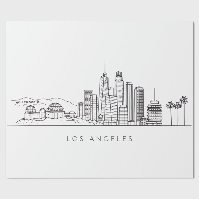 Minimalist Los Angeles Skyline Illustration Wrapping Paper (Flat)
