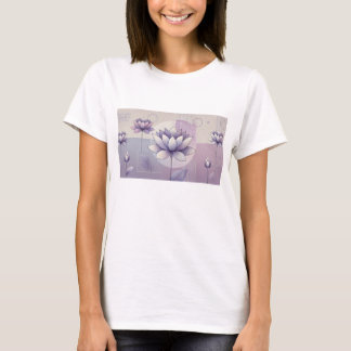 Minimalist Lotus Flower Graphic – Light Purple T-Shirt