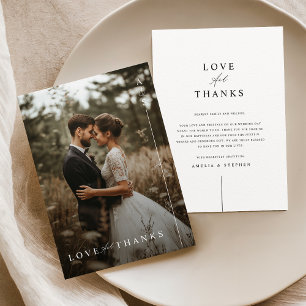 Minimalist Love and Thanks Photo Wedding Thank You Card
