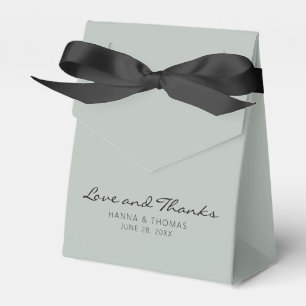 Minimalist Love and Thanks Sage Green Wedding Favour Box