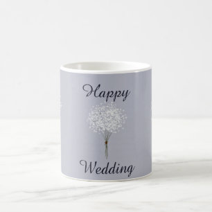 Minimalist Love Happy Wedding Flower Bouquet  Coffee Mug