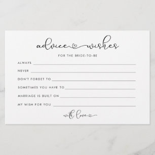 Minimalist love heart advice for the bride cards
