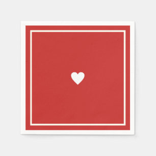 Minimalist Love Heart on Red Wedding Napkin