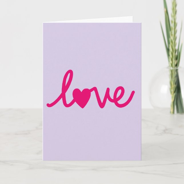 Minimalist Love Heart Script Flat Card (Front)