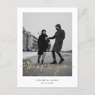 Minimalist Love Heart Script Wedding Thank you Pos Postcard