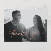 Minimalist Love Heart Wedding Photo Thank You Card