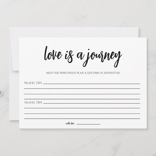Minimalist Love is a Journey Bridal Shower Advice  Invitation (Front)