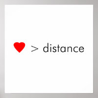 minimalist "love is greater than distance" quote