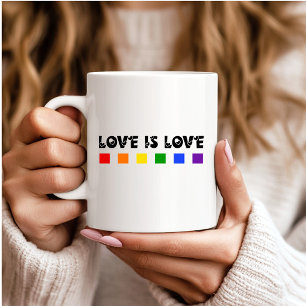 Minimalist Love Is Love Pride Rainbow Coffee Mug