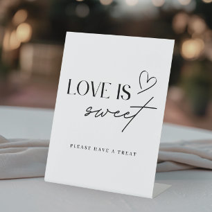 Minimalist Love is Sweet Wedding Dessert Bar Table Pedestal Sign