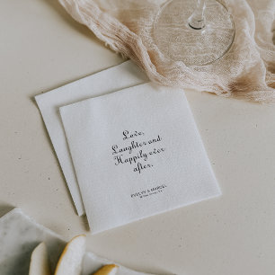 Minimalist Love Laughter and Happily Ever After  N Napkin