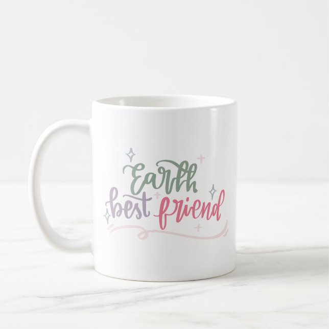 Minimalist Love Planet Earth Best Friend Soft Coffee Mug (Left)